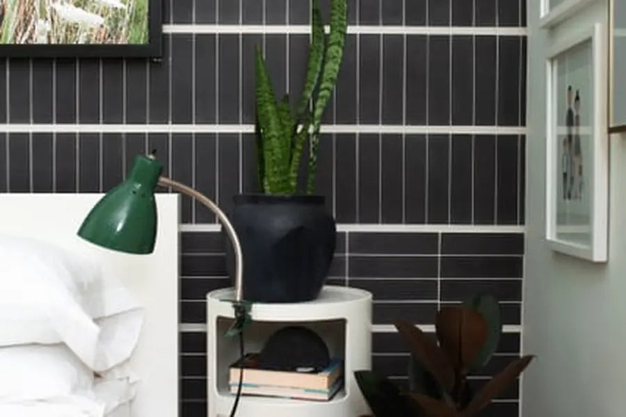 Back to Black - Vertically Stacked 2x8 Cement Tile