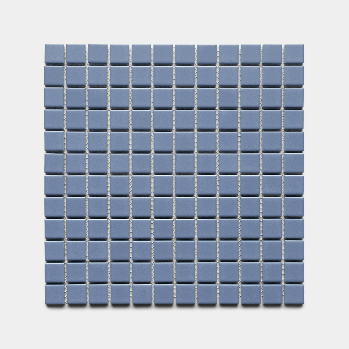 Aizome 1x1 by Zia Tile features a grid of small, square, blue tiles arranged in a square pattern on a white background.