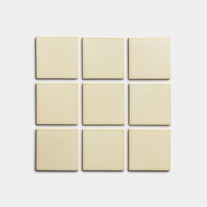 Nine Birch 4x4 tiles by Zia Tile, in a cream color, are arranged in a 3x3 grid on a plain light background.