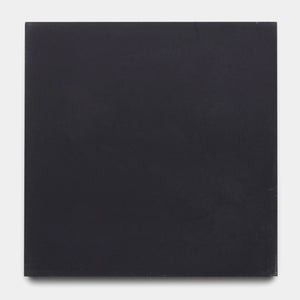 The Black 8x8 tile by vendor-unknown is a large, square, matte black cement tile with subtle texture and solid finish—ideal for kitchen backsplashes or bathroom floors, shown here on a crisp white background.