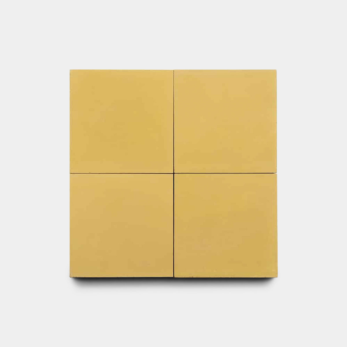 Four rectangular Cadmium 2x6, Sample tiles by Zia Tile are arranged in a two-by-two grid on a plain light gray background.