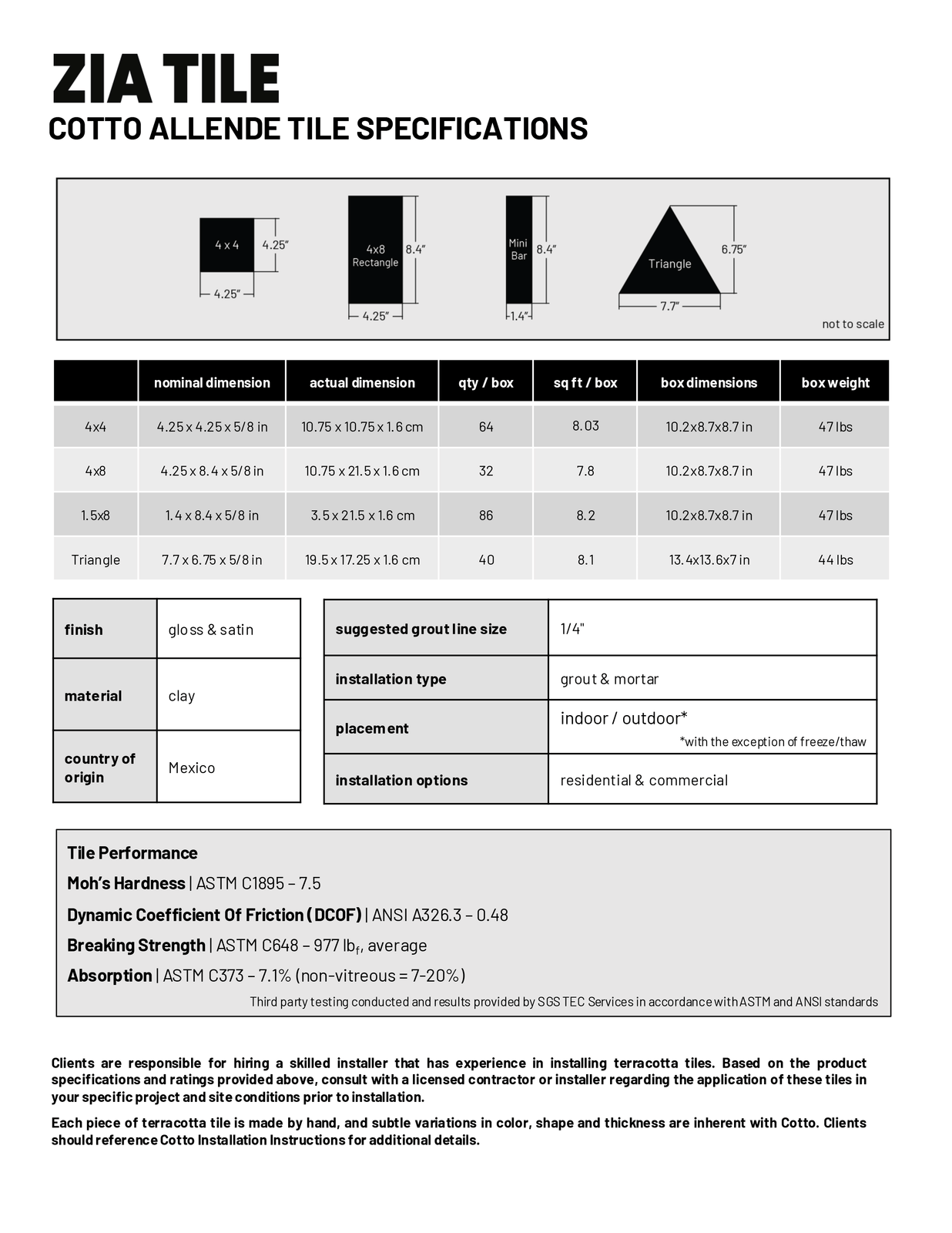 Spec sheet