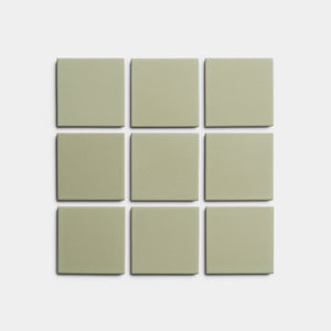 Nine Cypress 4x4 tiles from Zia Tile in light green are arranged in a 3x3 grid on a white background.