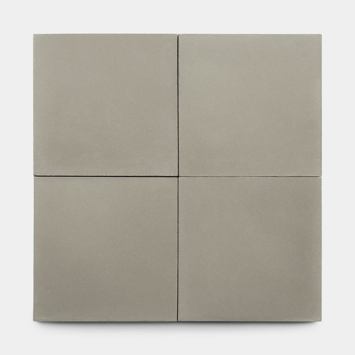 Four Desert Grey 2x8 ceramic tiles by vendor-unknown are arranged in a square grid on a white background. The grout lines form a cross, dividing the image into four sections and highlighting the tiles' handcrafted appeal.