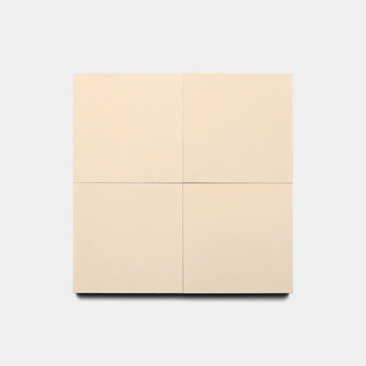 A square layout of four light beige Zia Tile Dune 4x4 samples with thin grout lines on a white background, creating a simple, minimal design.