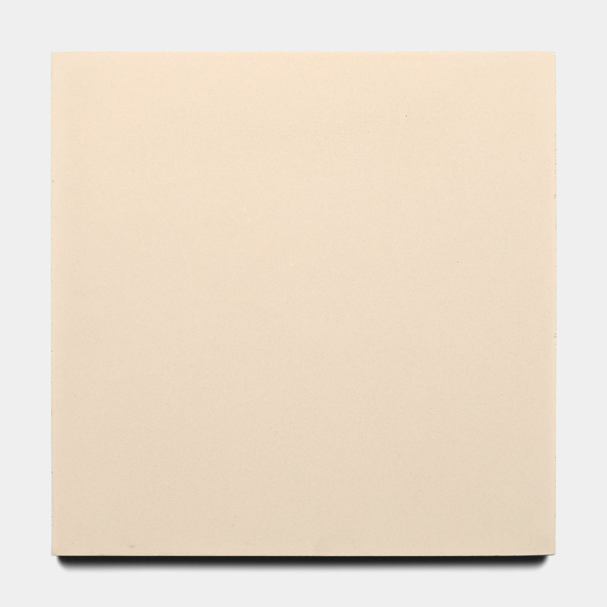 A smooth, square beige Dune 8x8 tile sample by Zia Tile is centered on a light gray background, showing no patterns or markings.