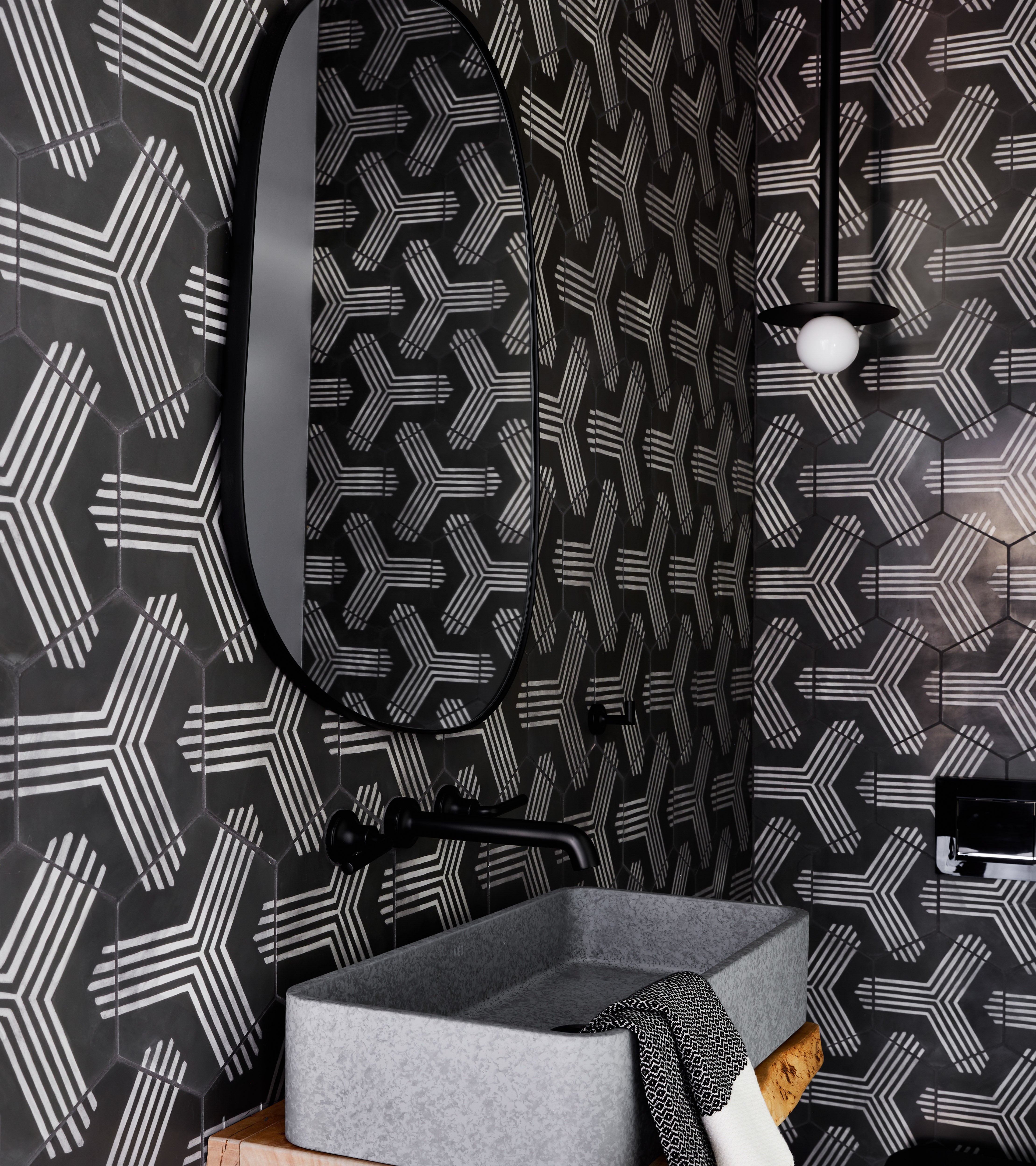 Echo 8x9 Hex Cement Tile Charcoal – Zia Tile