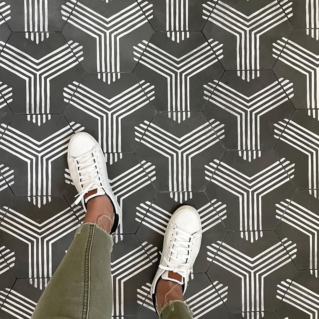 Echo 8x9 Hex Cement Tile Charcoal – Zia Tile