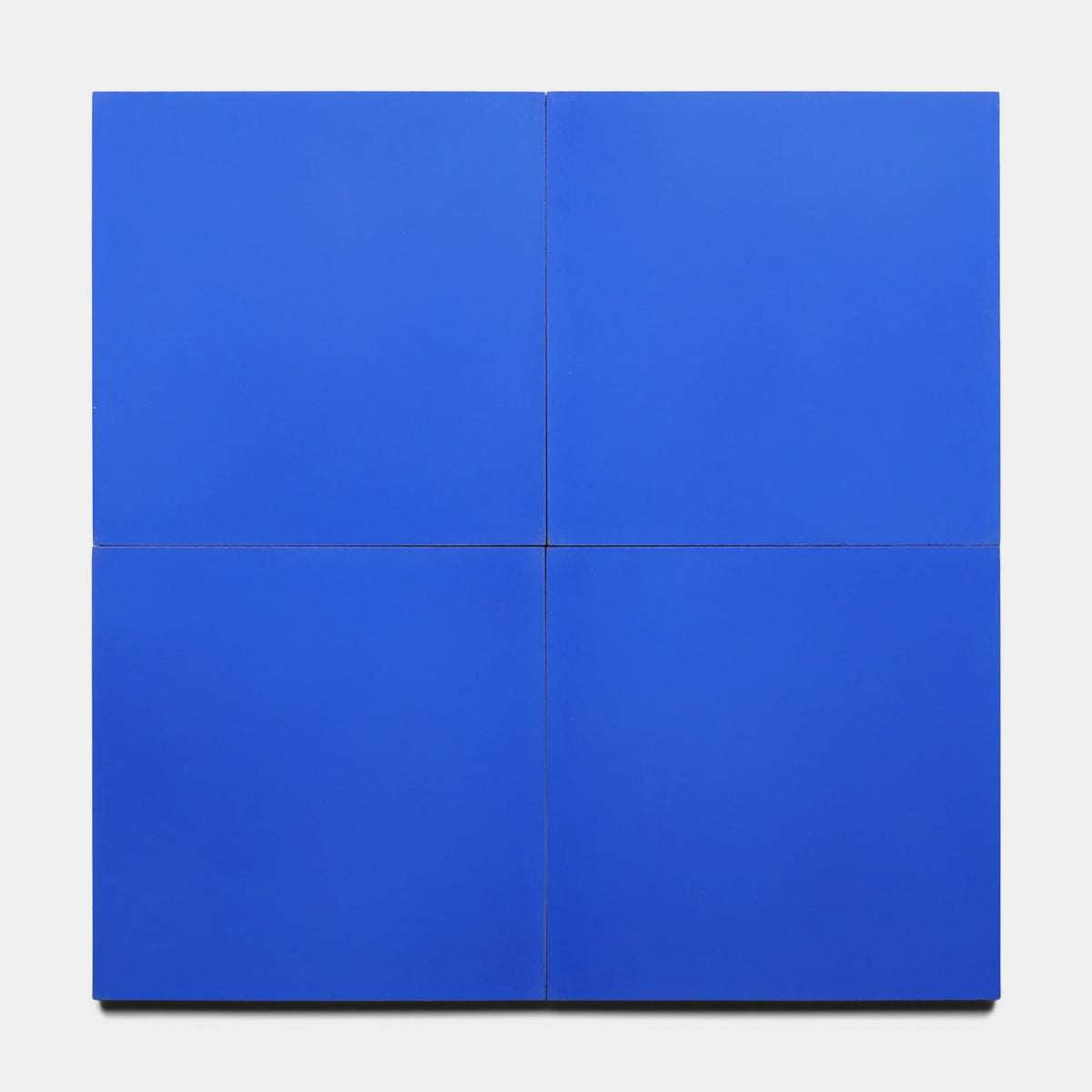 A square artwork features four Zia Tile Elemental Blue 8x8 Samples arranged in a 2x2 grid with thin gaps between each tile, all set against a plain white background.