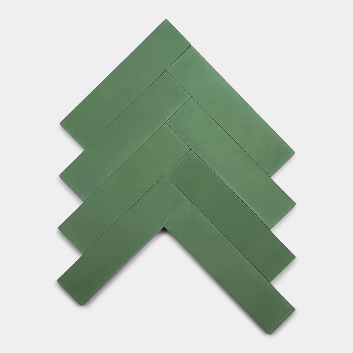 Five rectangular Emerald 2x8 tiles by vendor-unknown are arranged in a herringbone pattern on a plain white background.
