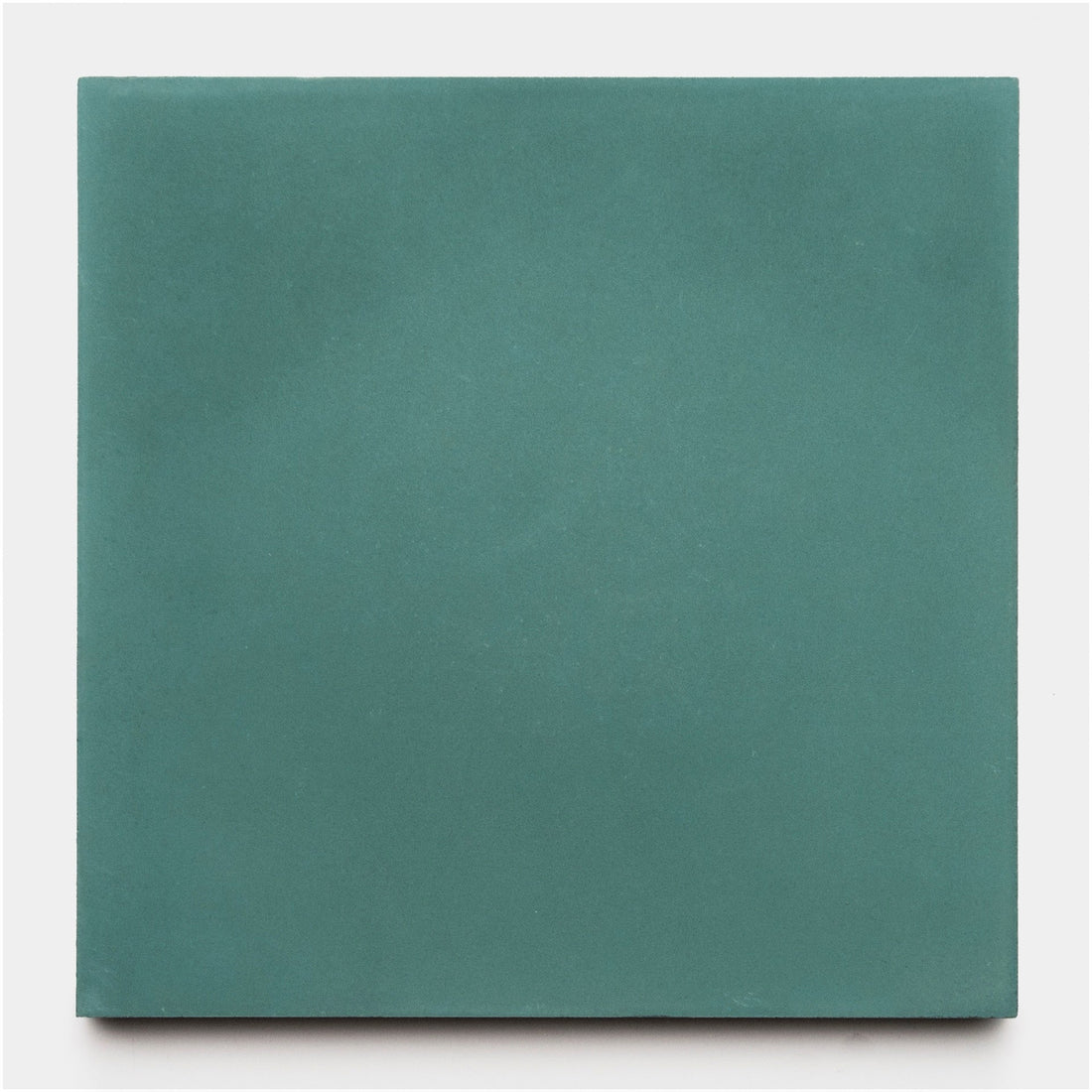 An Everglade 8x8 tile by vendor-unknown, featuring a single square matte teal cement finish with smooth edges, is centered on a plain white background.