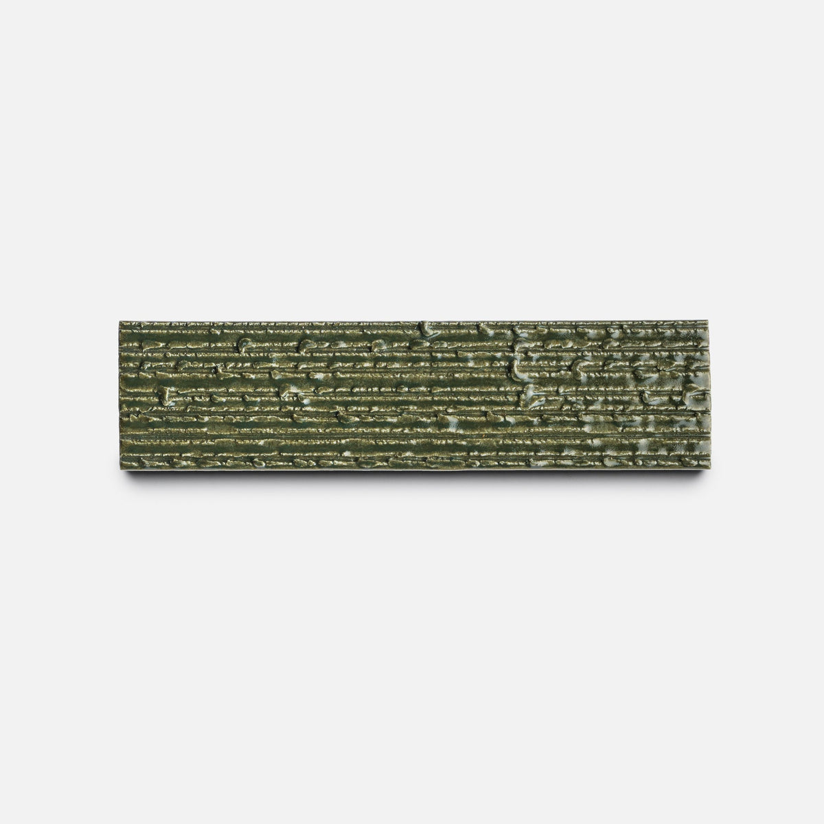 A rectangular green ceramic tile, 