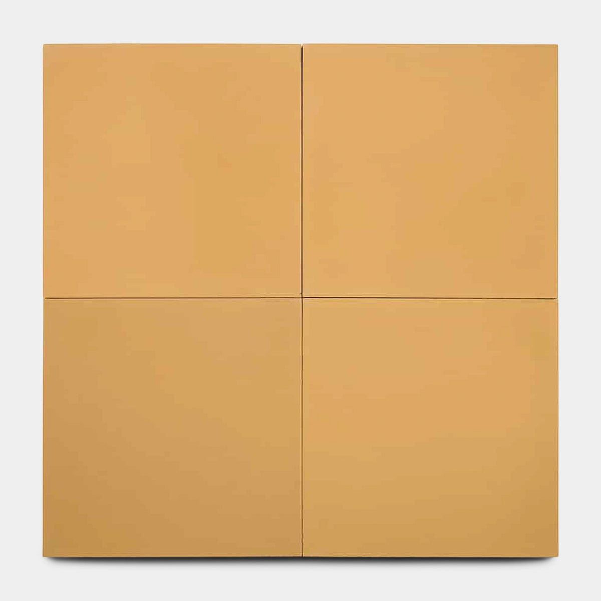 A minimalist artwork featuring four equal-sized, flat, tan-colored squares in a 2x2 grid, inspired by the clean geometry of vendor-unknown’s Ginger 2x8, Sample.