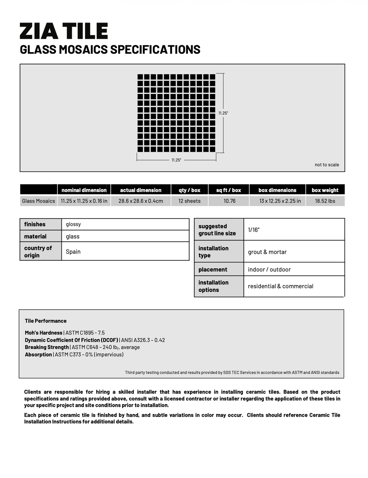 Spec sheet