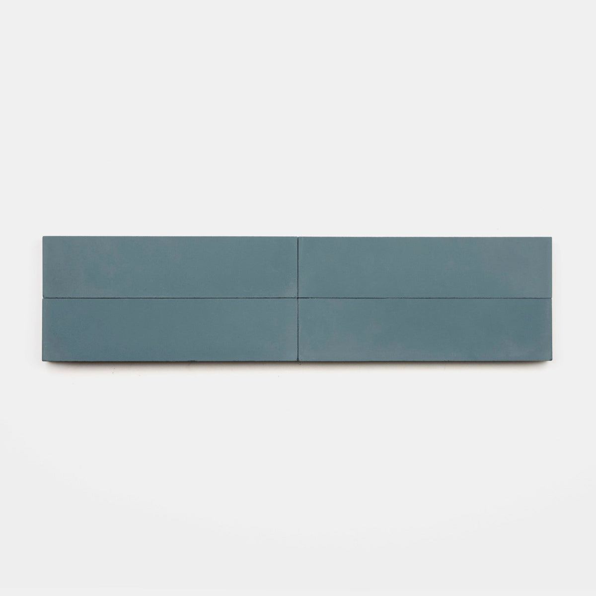 A minimalist artwork featuring four Hyannis 2x8, Sample matte blue panels by vendor-unknown, arranged in a horizontal row against a plain white background.