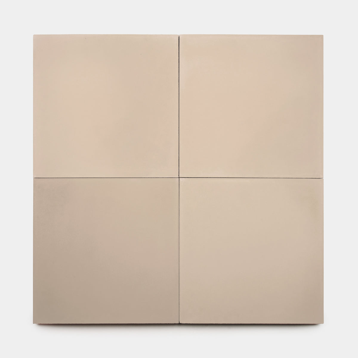 Four Jaipur Pink 8x8 cement tiles from vendor-unknown, large and smooth with a beige finish, are arranged in a 2x2 grid on a plain white background, intersecting at the center to form a subtle cross where their edges meet.