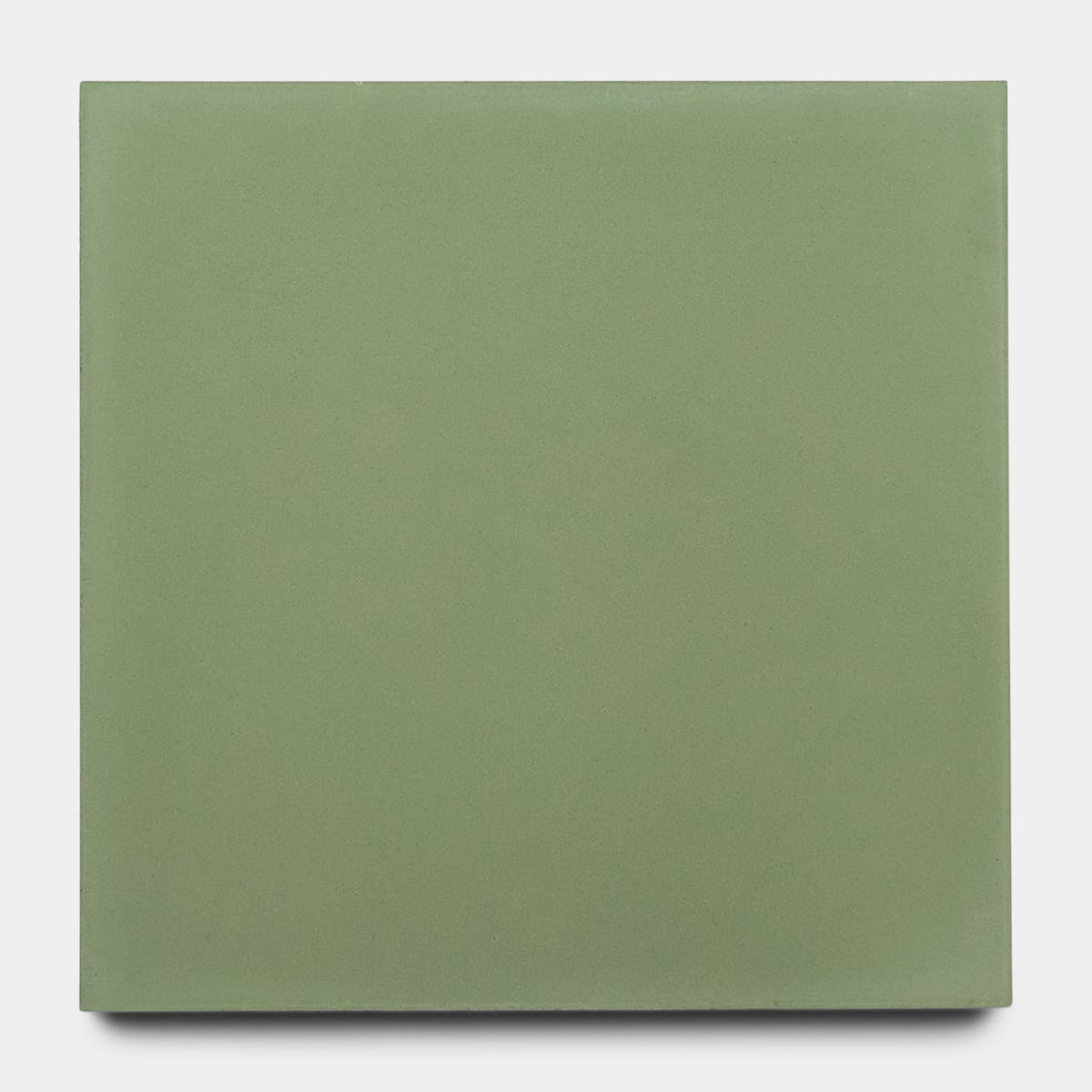 A single, square, matte green tile (Leaf 8x8, Sample) with a smooth texture by vendor-unknown is shown against a white background.