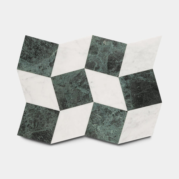 A&B の「Alvada Decorative Marble トレー Lombardy in Carrara + Verde Alpi – Zia Tile
