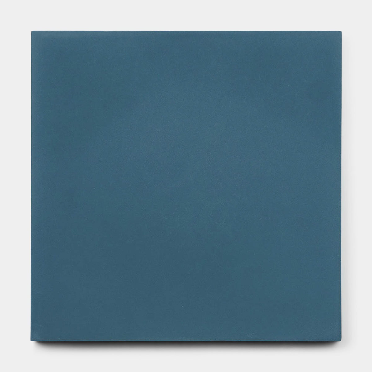 A handmade square tile, Midnight 8x8 Sample by vendor-unknown, features a matte finish in solid dark teal blue and is shown on a plain white background.