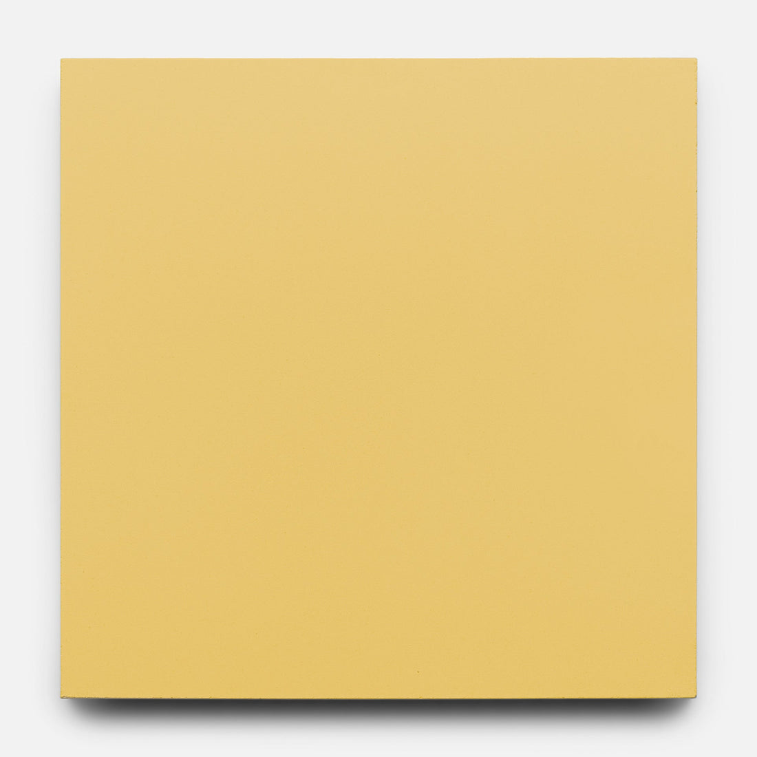 The Mustard 8x8 by Zia Tile is a square canvas in solid, pale yellow, tile-inspired with a smooth finish and no visible design, shown against a plain white background.