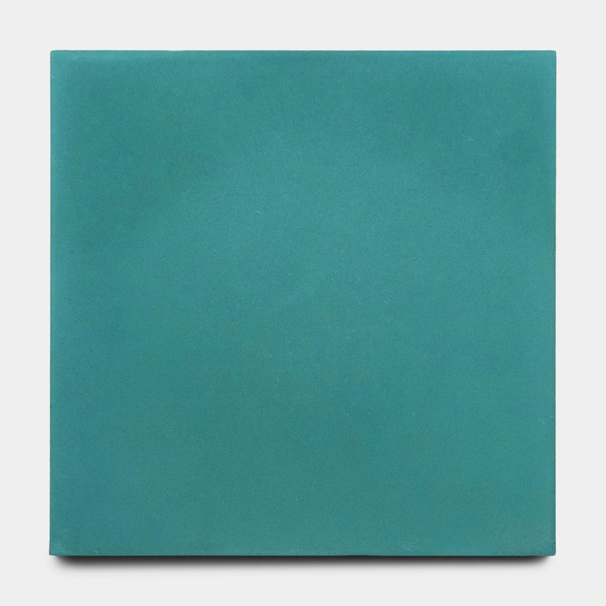 A single Neptune 8x8 sample tile from vendor-unknown, featuring a smooth matte teal ceramic finish, is centered on a plain white background to highlight its artisanal quality.