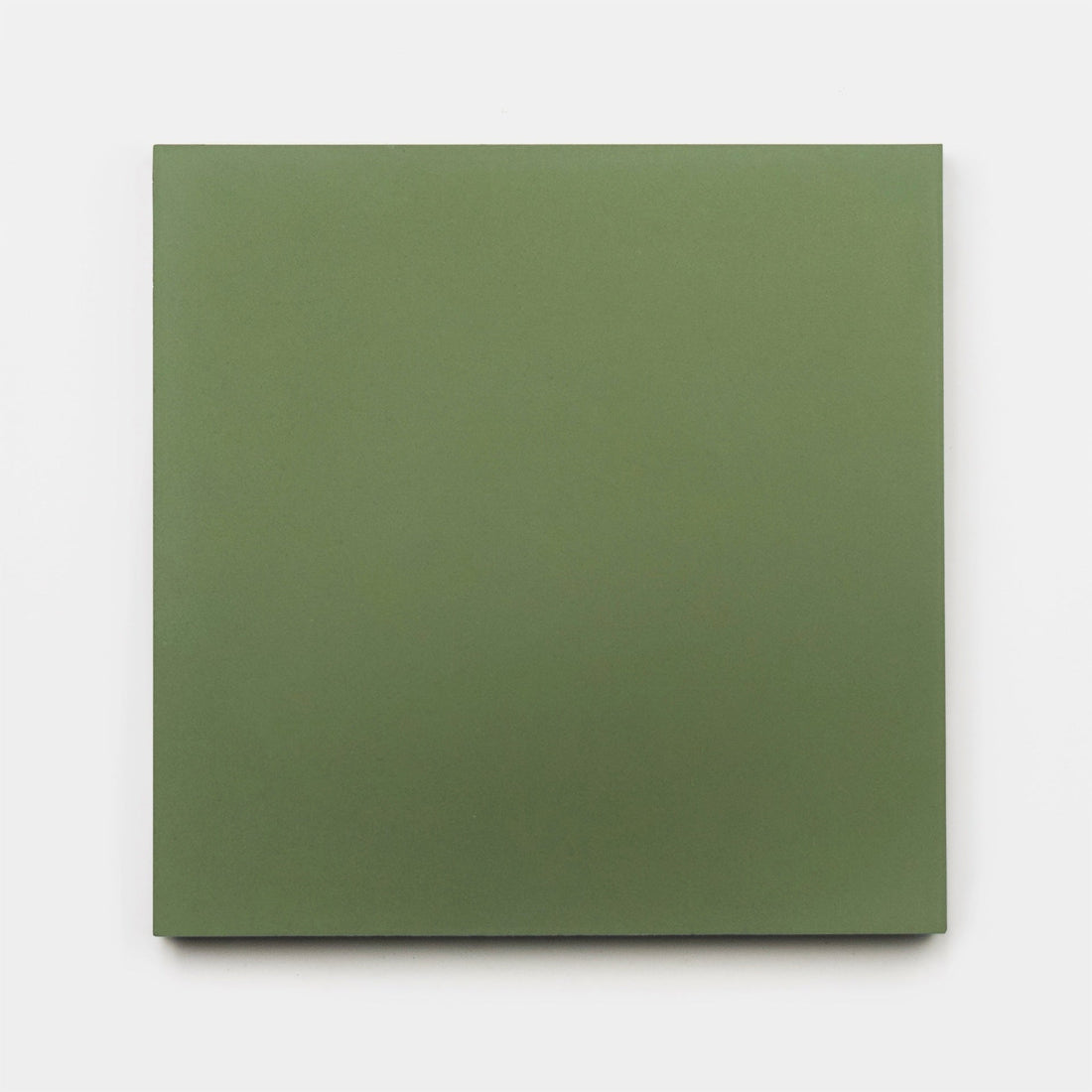 The Olivine 8x8 by vendor-unknown is a single matte square green cement tile with smooth edges and an even solid color, shown on a plain white background.