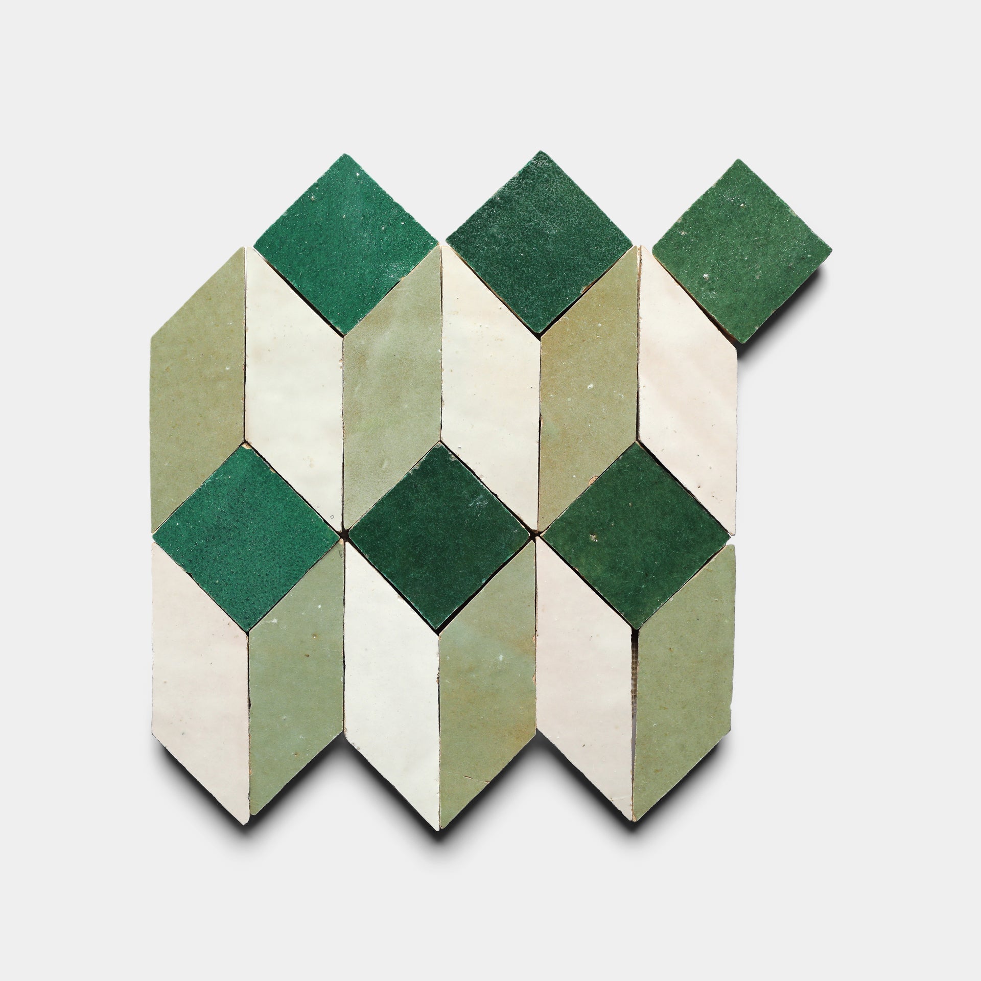 Prismatic 4 Zellige Mosaic Jade/Tidepool/Casablanca – Zia Tile