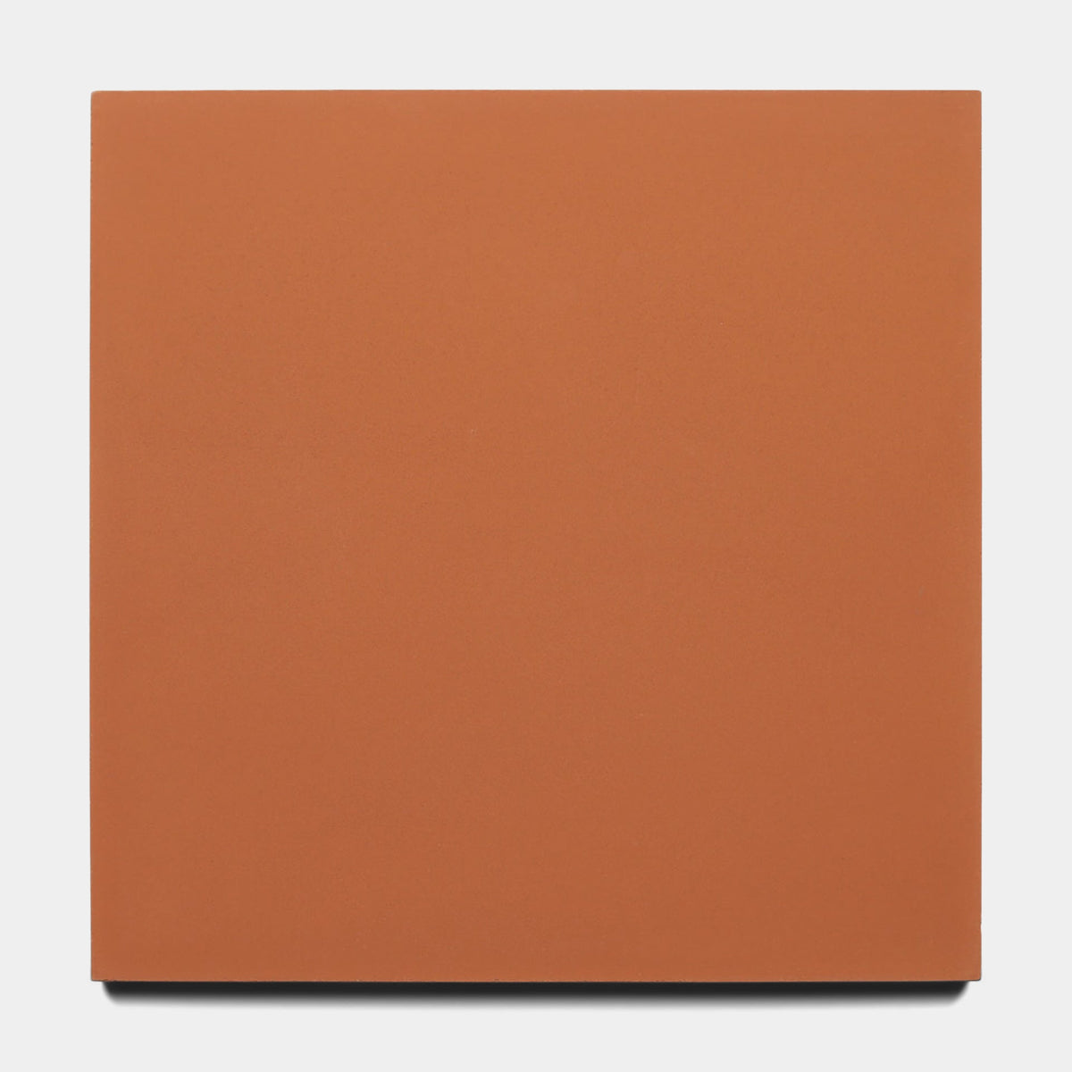 The Zia Tile Rust 8x8 sample is a plain, square terracotta-colored tile with a smooth surface, shown against a white background.