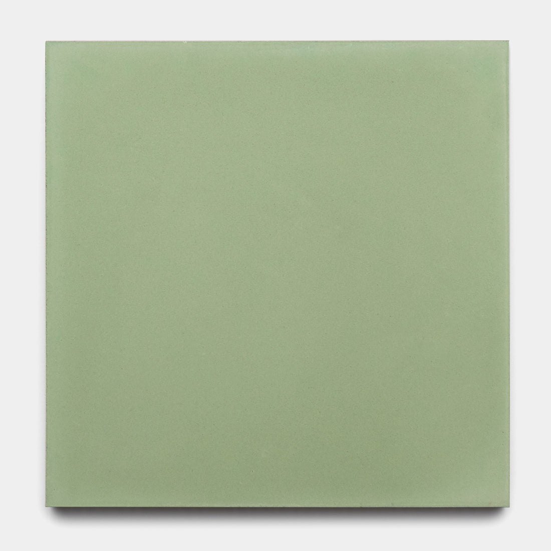 The Saguaro 8x8 tile by vendor-unknown is a smooth, square tile in muted sage green, displayed against a white background.