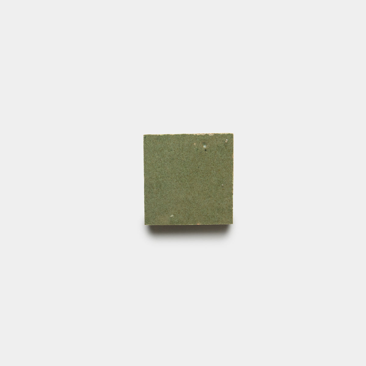 The Savanna 2x2 by Zia Tile, a small square green tile, is centered on a plain white background with a soft shadow beneath it.