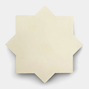 The Stars & Cross Bone by vendor-unknown features an off-white, eight-pointed star-shaped tile set against a plain white background, casting a faint shadow—an elegant example of the classic Stars & Cross pattern.