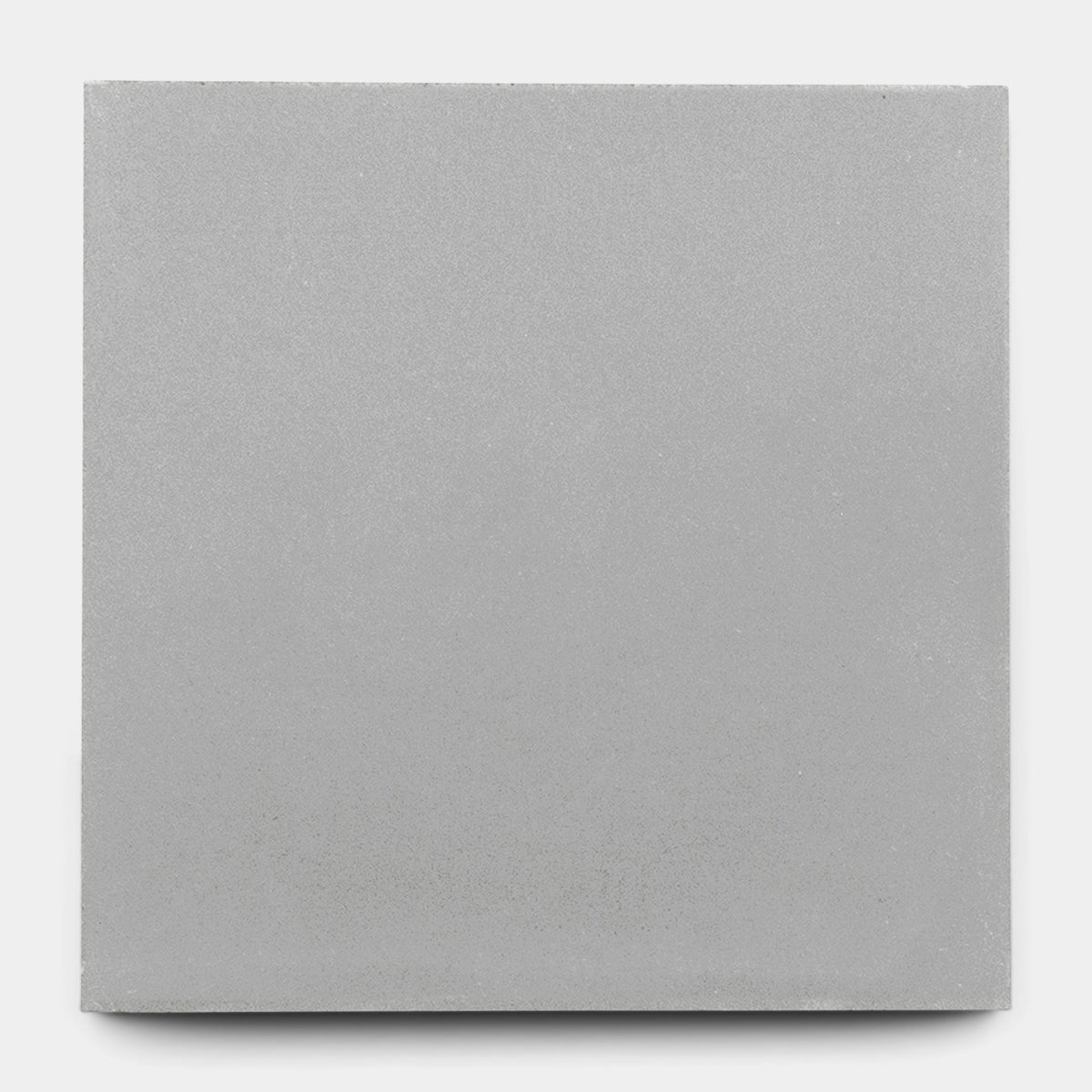 The Zia Tile Steel 4x4 Sample, a plain, smooth, light gray square tile, is displayed on a white background.