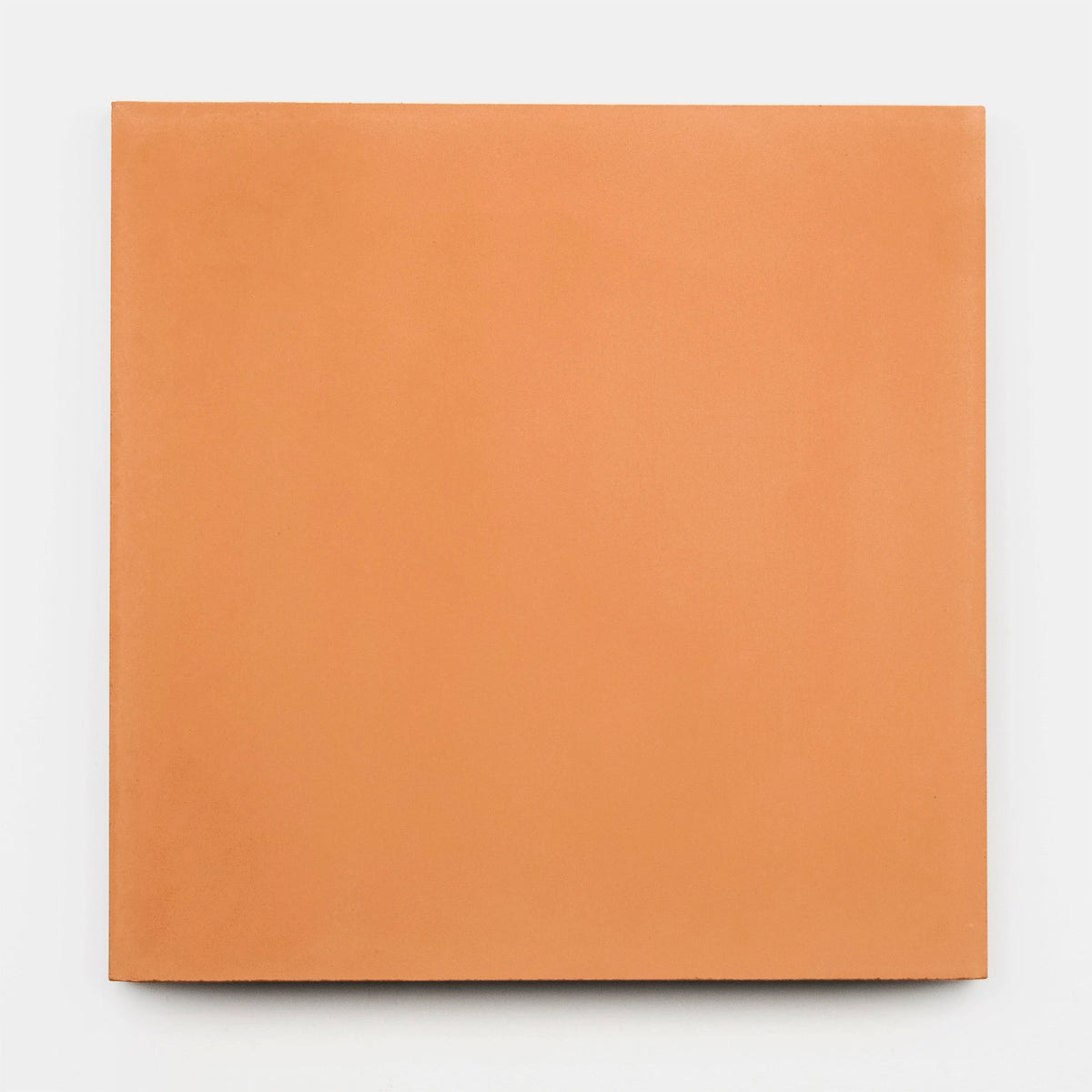The Terra Cotta 8x8 Sample by vendor-unknown is a square canvas in solid terracotta, resembling a handmade tile, set against a white background with no visible patterns or textures.