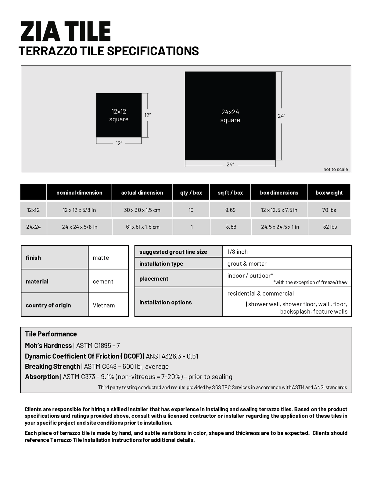 Spec sheet