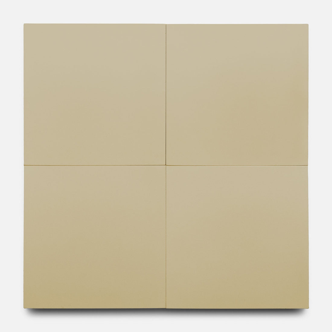 Truffle 8x8 by Zia Tile is a minimalist artwork—a square canvas divided into four equal beige panels with subtle, tile-inspired lines separating each section, set against a plain white background.