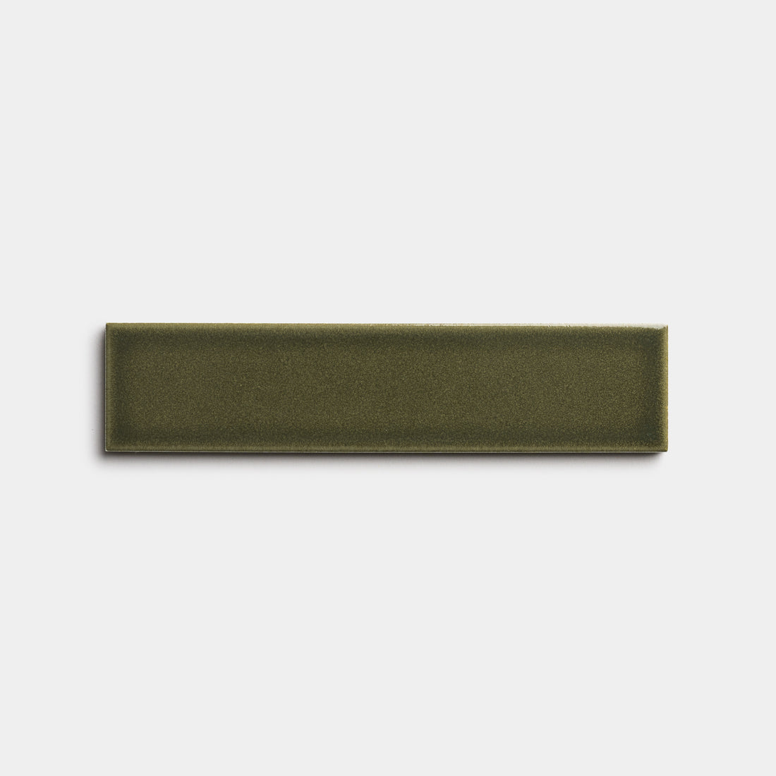 A single rectangular Vetiver 2x8 nameplate by Zia Tile, in olive green with a flat surface and no text, displayed against a plain white background.