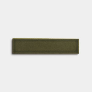 A single rectangular Vetiver 2x8 nameplate by Zia Tile, in olive green with a flat surface and no text, displayed against a plain white background.