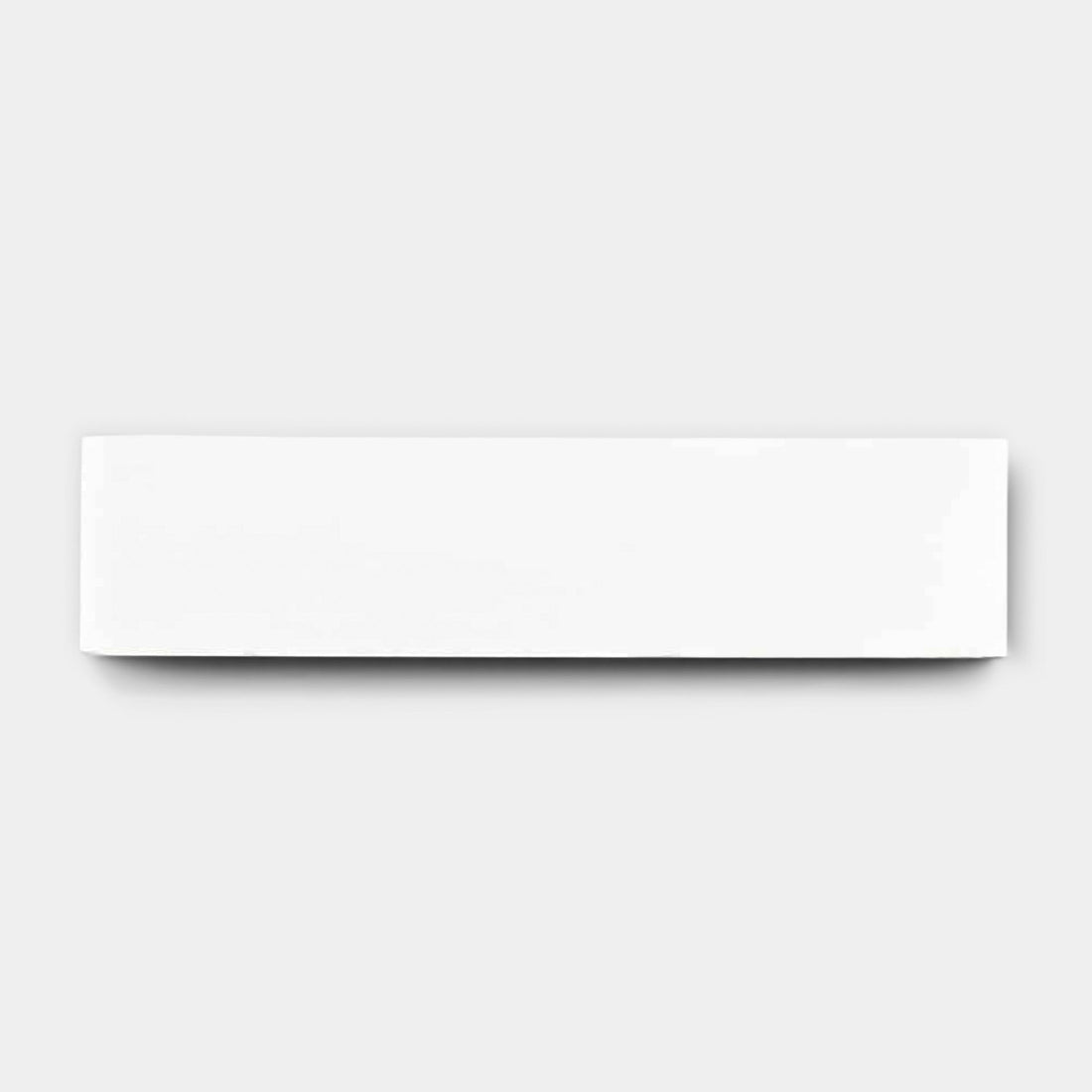 A plain white rectangular box, resembling the White 2x8 tile by vendor-unknown, is shown against a light gray background—evoking a classic kitchen backsplash look.