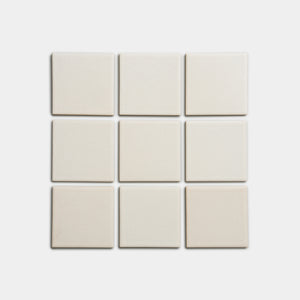 Nine cream-colored Wool 4x4 tiles by Zia Tile, arranged in a three-by-three grid on a white background.