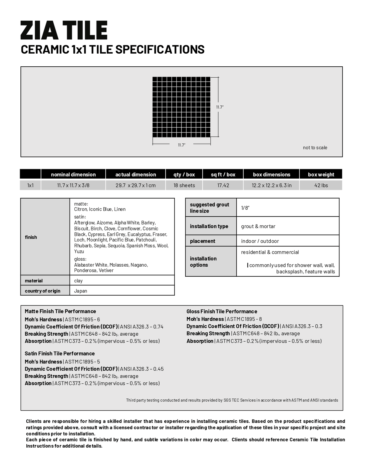 Spec sheet