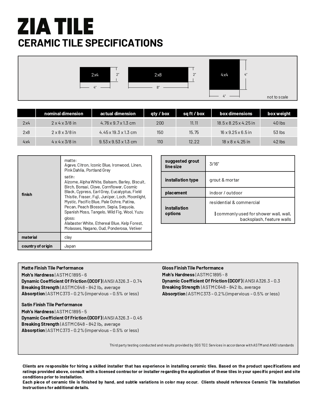 Spec sheet